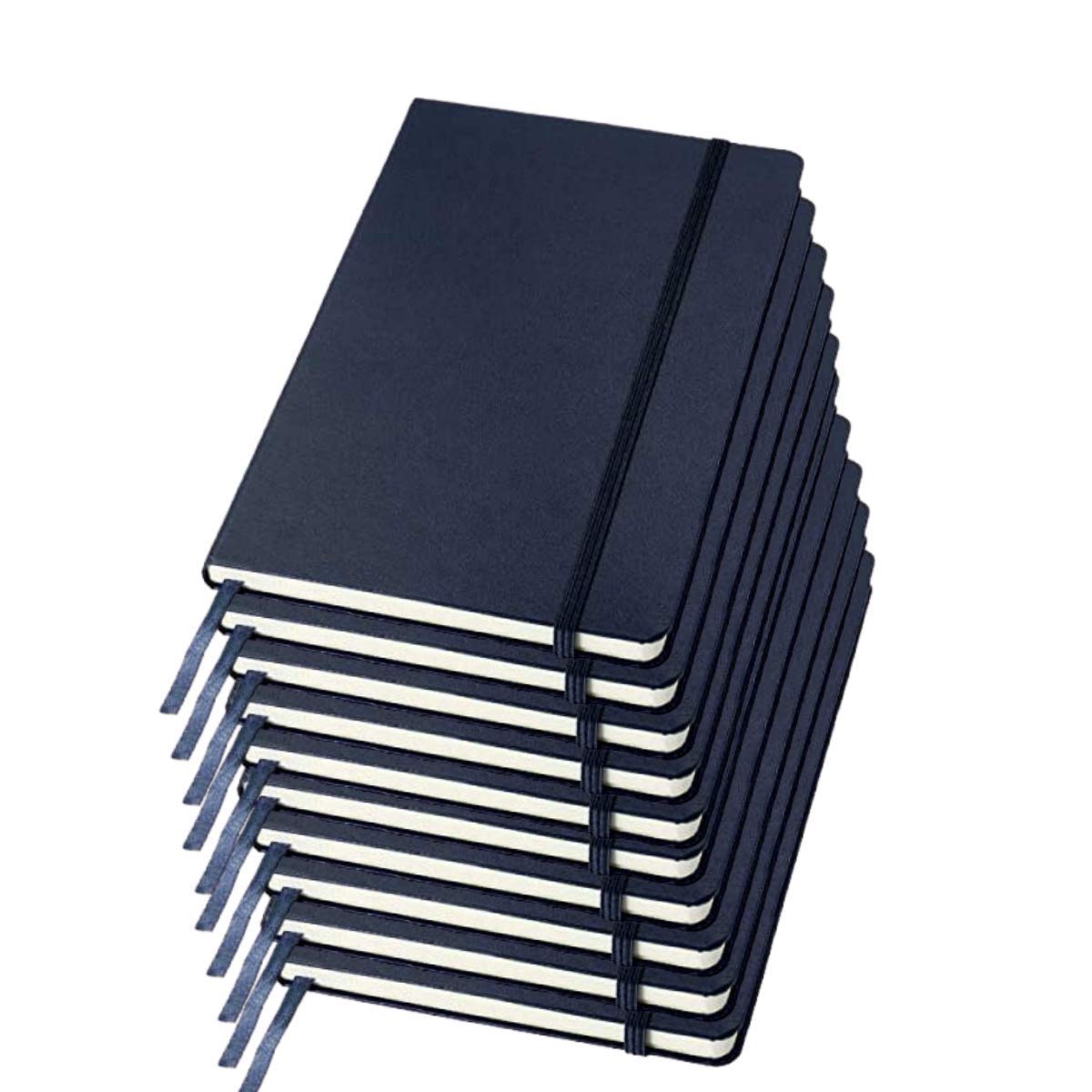 Classic A5 Hardcover Ruled Notebook/Diary -192 Pages Durable Professional Journals with Elastic Band & Expandable Inner Pocket – Ideal for Office, School & Personal Use, Navy Blue(Pack of 10)