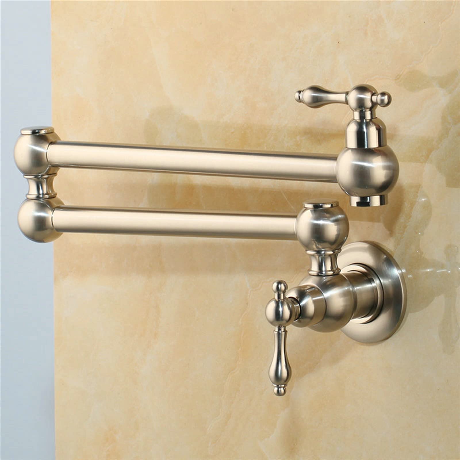LNHHG Nickel Brush Rotated Bathtub Basin Sink Mixer Tap Black Paint Solid Brass Kitchen Sink Swivel Wall Mount Pot Filler Faucet(Nickel Brush)