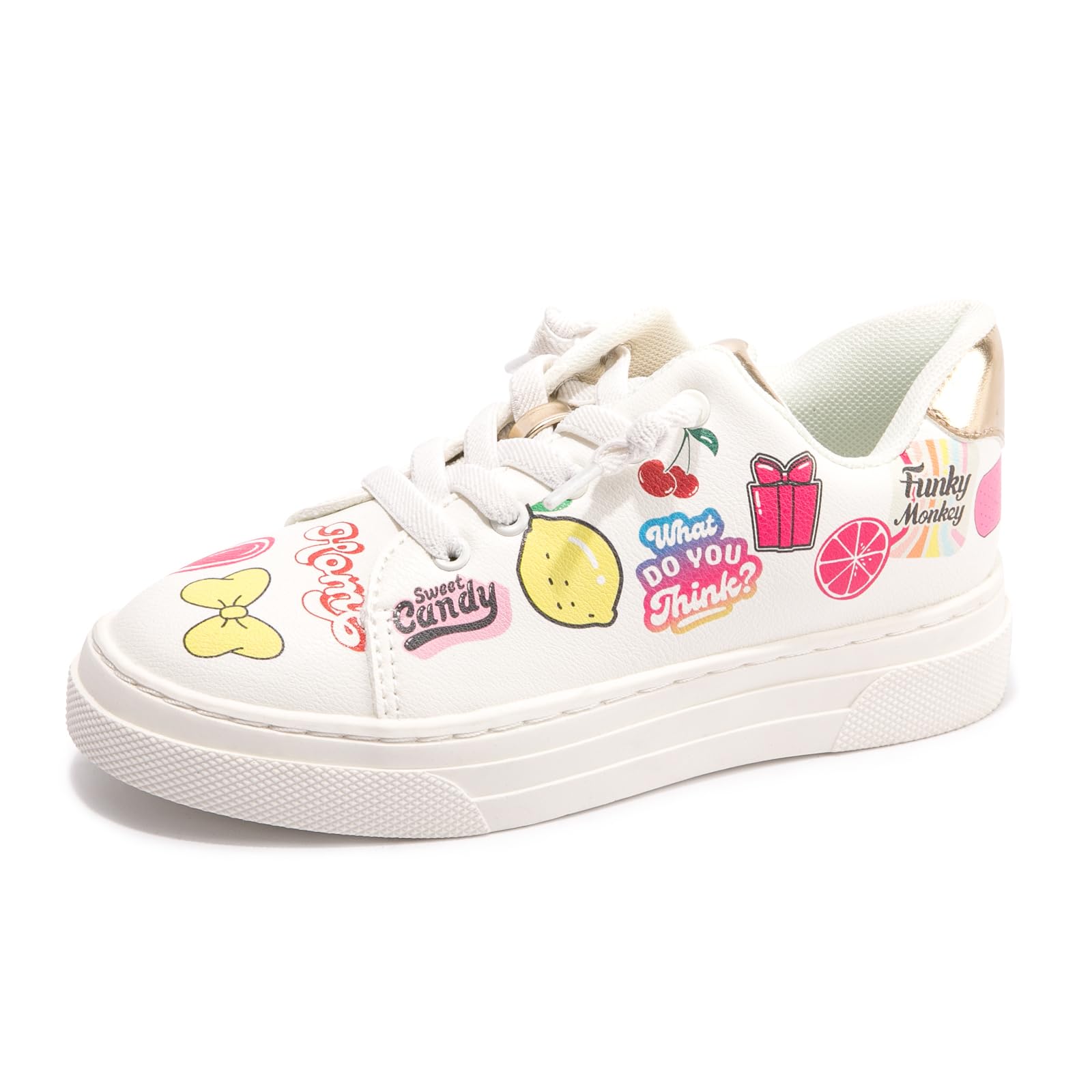 FUNKYMONKEY Kids Sneakers for Girls Boys Low Top Skate Shoe Little Kids/Big Kid Lace Up Casual Walking Shoes