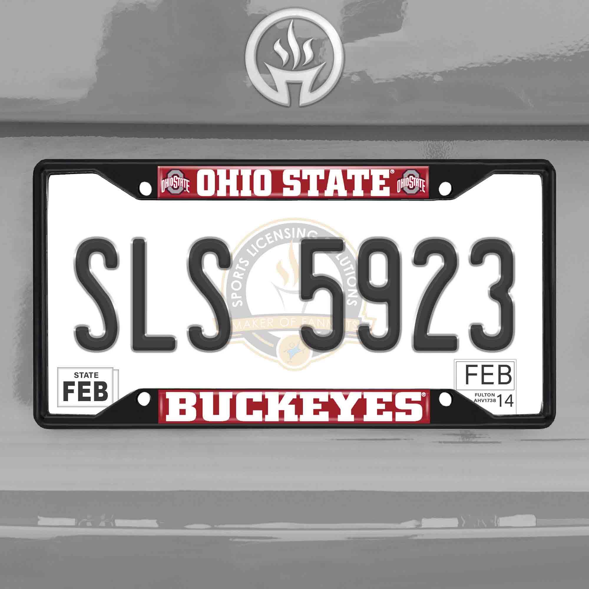 FANMATS 31272 Ohio State Buckeyes Metal License Plate Frame Black Finish