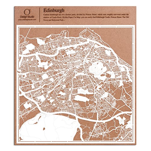 O3 Design Studio Edinburgh Paper - Cutting Map Wall Art, 12x12 Inches Unique Gift - Ready Wall Decor