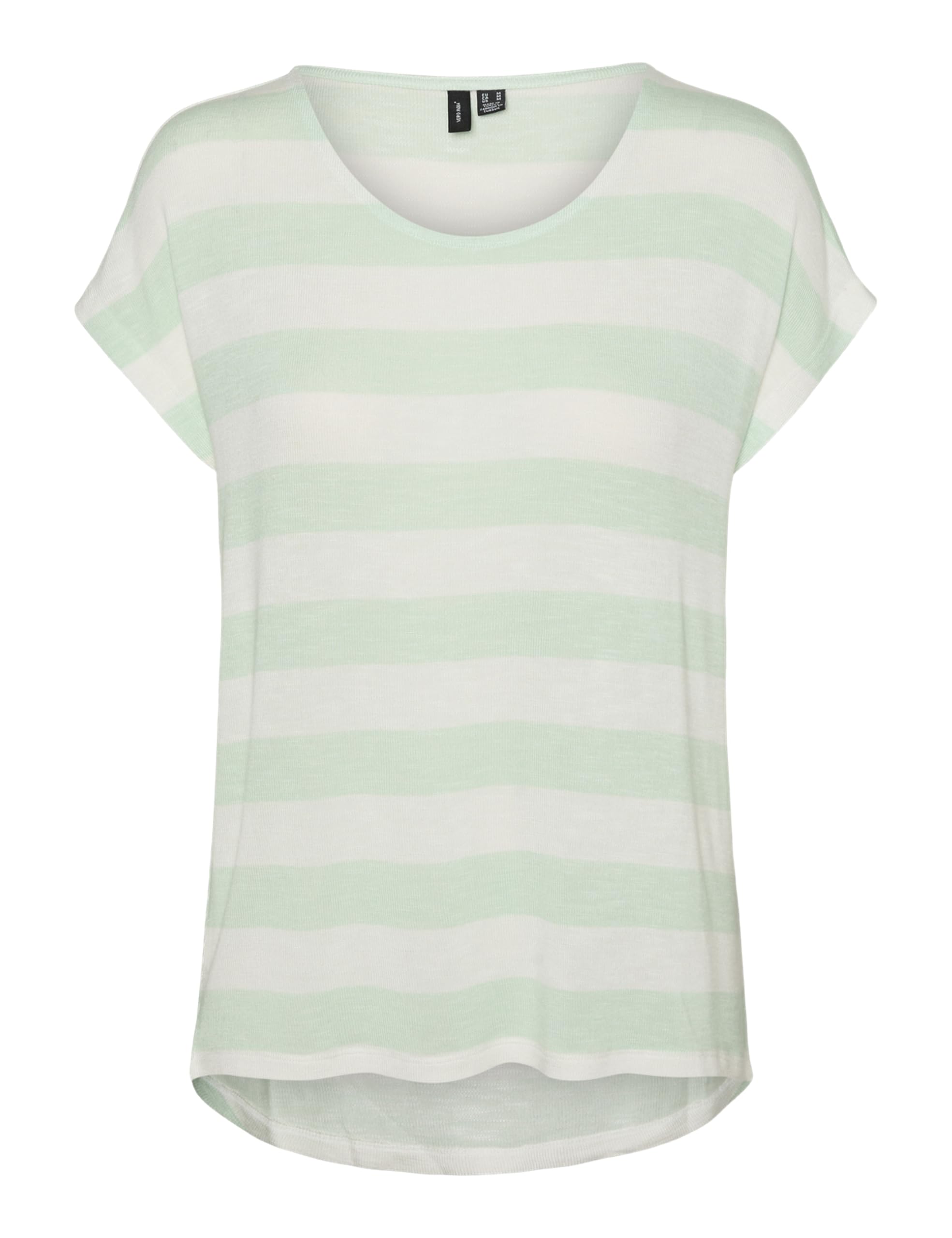 VERO Moda Vmwide Stripe SL Top GA JRS Noos, Birds Egg Green/Stripes:Snow White, M