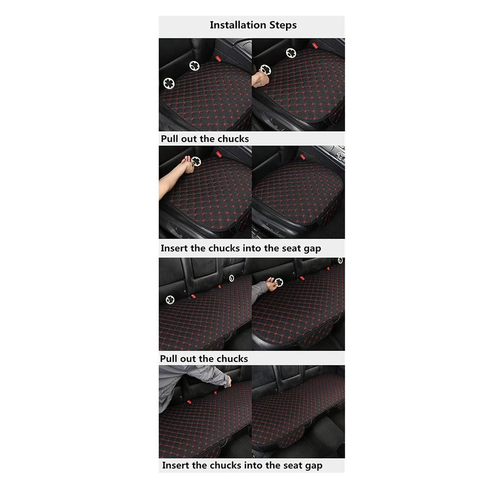 Cuscino per Sedile Auto per Jeep Cherokee KL, Anteriore/Posteriore con Fodera per Seggiolino Auto Antiscivolo in Lino Tascabile Interno Accessori,B/Black-Red