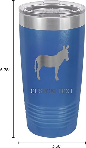 Miniatura 6 de Vaso de acero inoxidable con aislamiento al vacío de 20 onzas personalizado de doble pared grabado con láser, taza de café verde azulado, burro,
