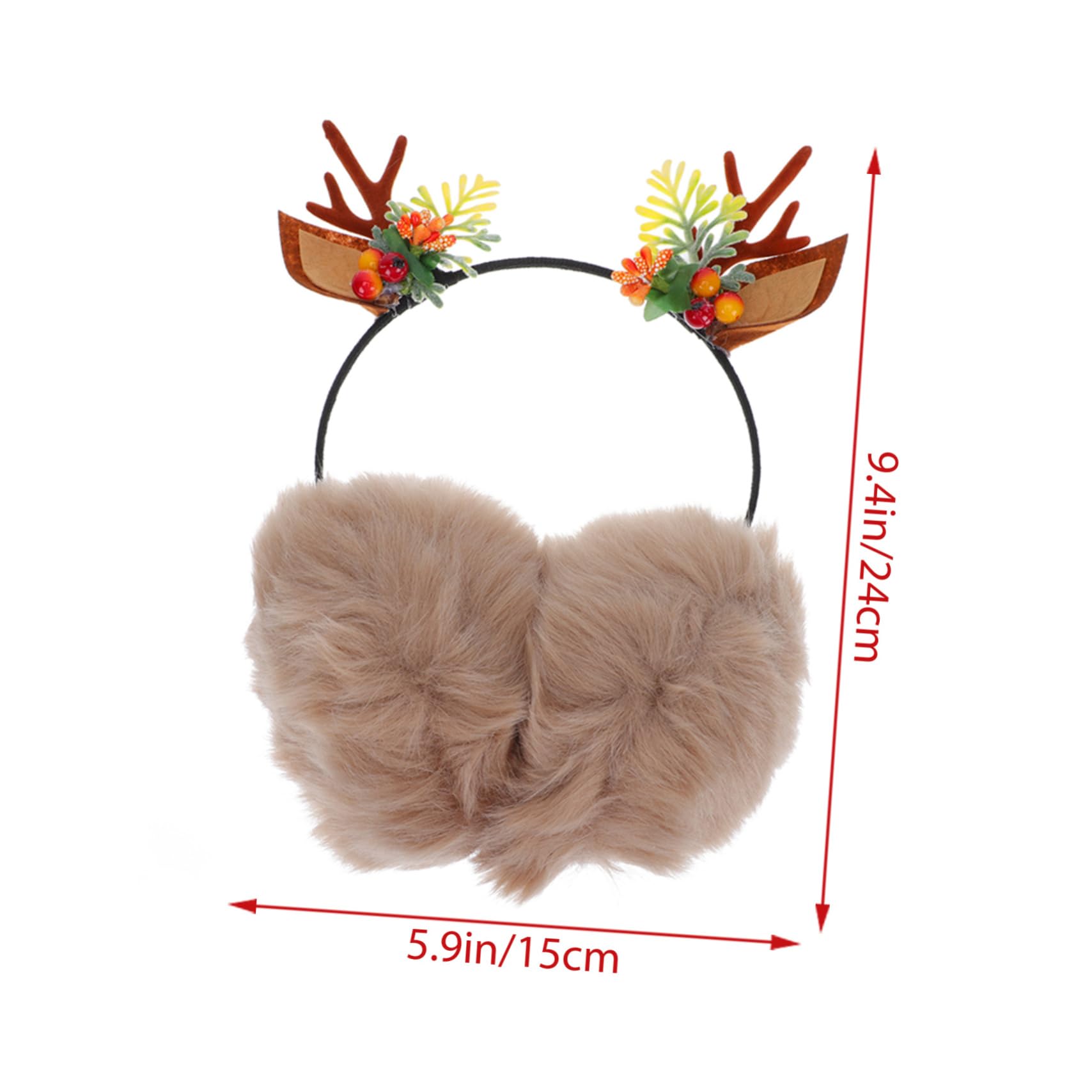 WOFASHPURET 1Pc Furry Antlers Earmuffs for Winter Cartoon Hairband Style Warm Ear Protectors for Christmas Parties Soft Rabbit Hair Material Fits