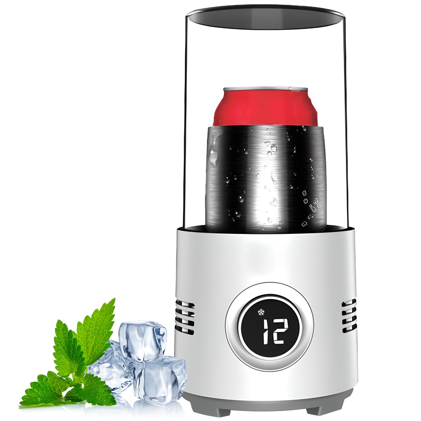 Getränke Kühler Und Wärmer 300ml, 2–60°C Schnellkühlbecher Mit LED Display, Intelligenter Desktop Getränkekühler Für Saft Kaffee Milch Und Kühlpads