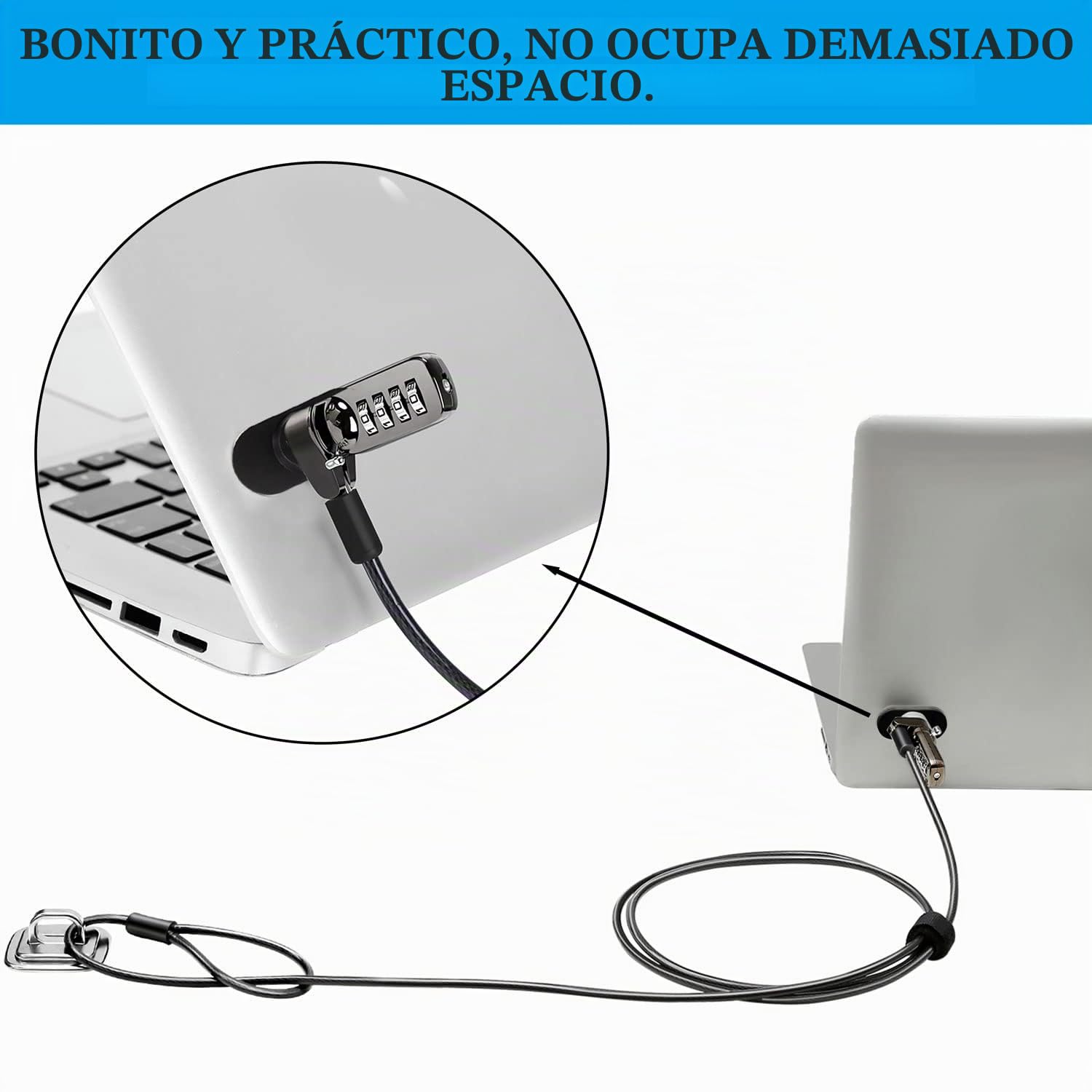 Paquete de 5 placas de seguridad autoadhesivas antirrobo con ranura para cables para bloquear computadoras portátiles, Mac Book, tabletas, iPad u otra computadora (negro)
