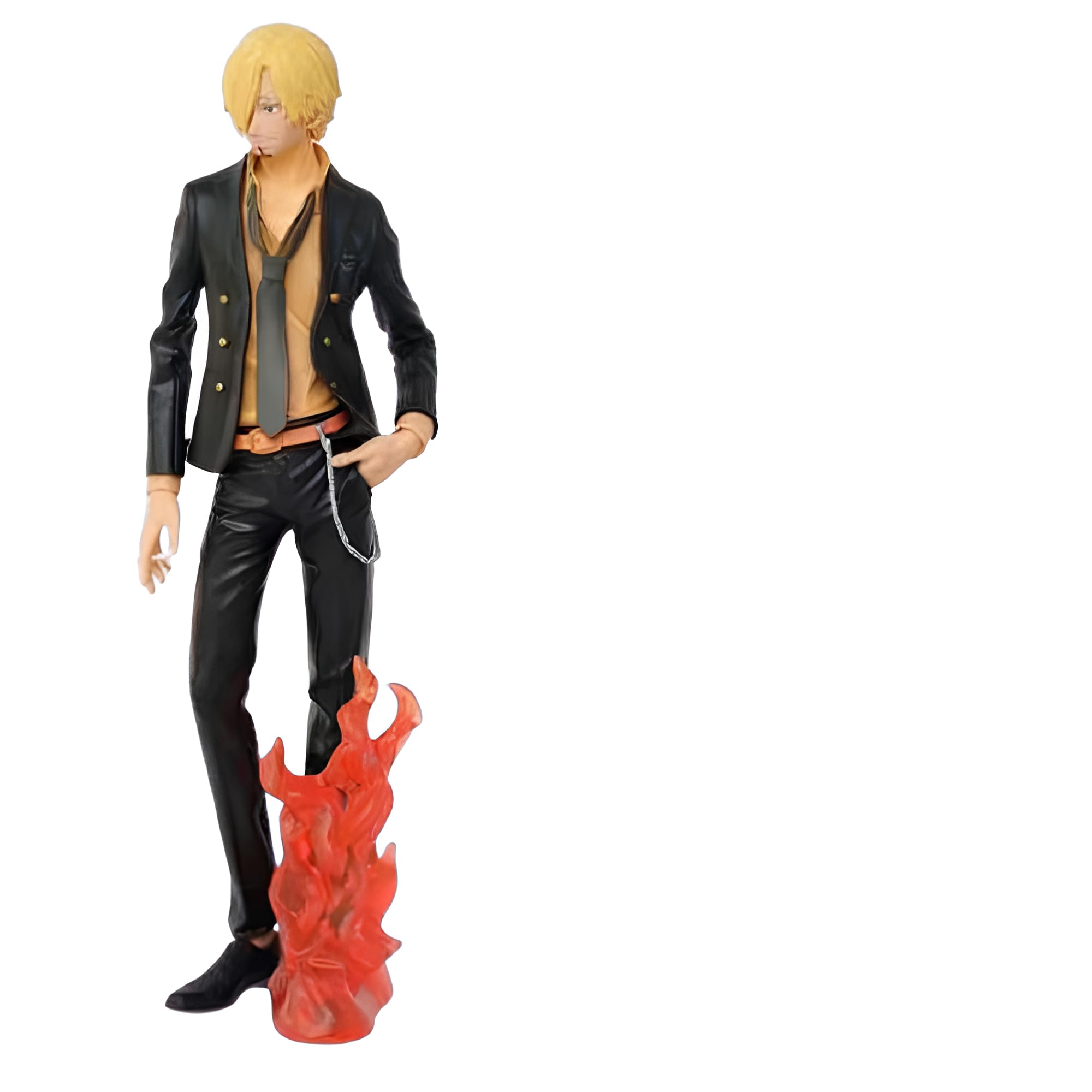 One Piece Sanji 29cm Action Figure, Anime Collectible Statue with Flame Base, Black Suit Style-image-19