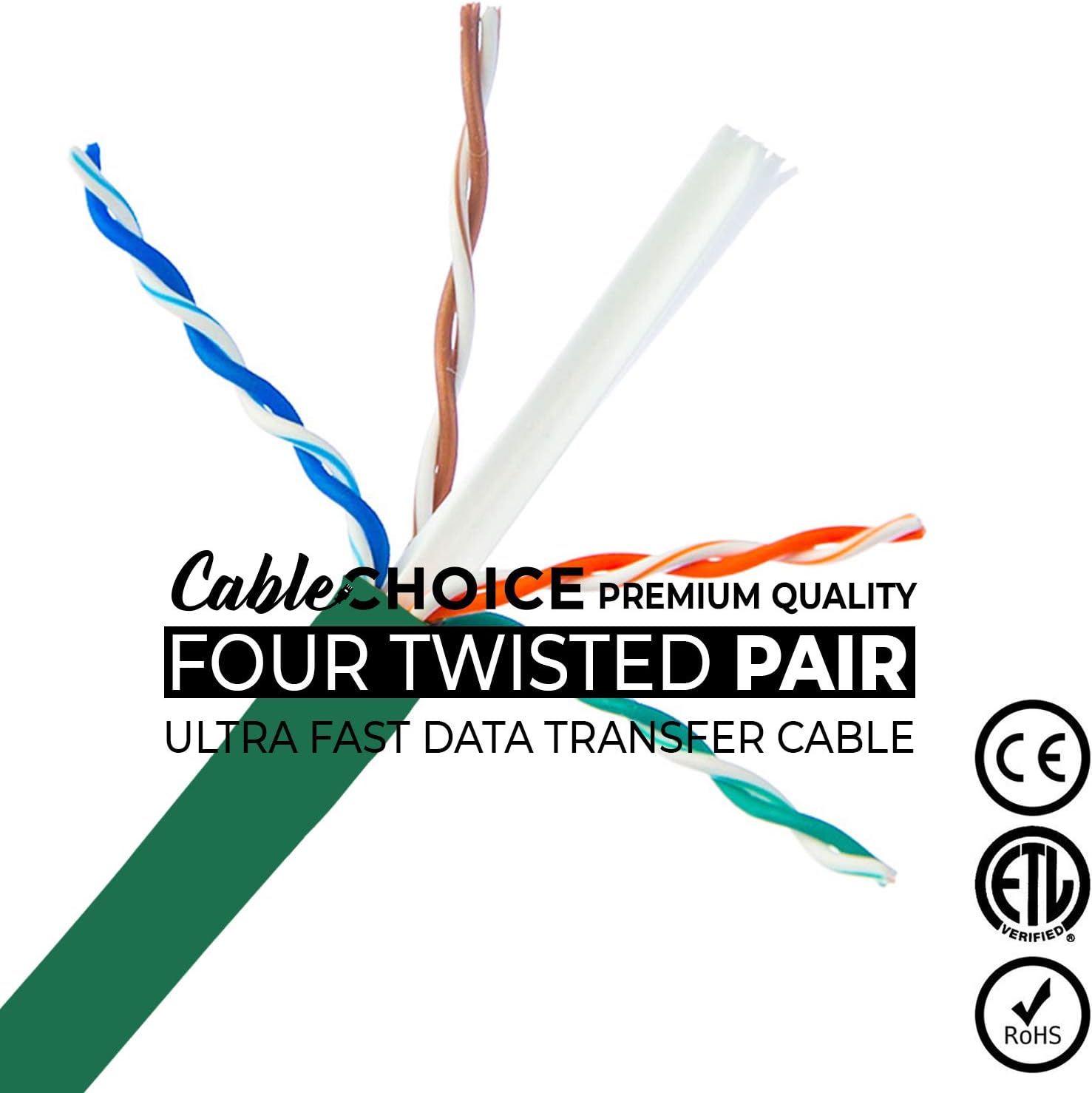 Cat6 Cable CABLECHOICE 50Pack UTP RJ45 10Gbps High Speed LAN