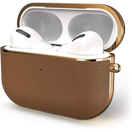 Amazon Gaze Airpods Pro 充電ケースカバー 最新版 フルグレインレザーエアーポッズプロスタイリッシュ保護カバー 分離式 キズ防止 耐衝撃 軽量 Airpods Pro Leather Case 前のledが見える 褐色 Gaze イヤホン ヘッドホン ケース