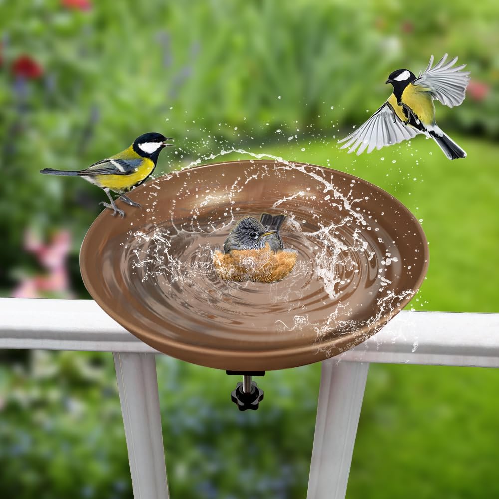 Abbeveratoio Uccelli Da Balcone | In Ferro Antiruggine | Per Ringhiere Fino 5cm | Diametro 24cm - Foto 5