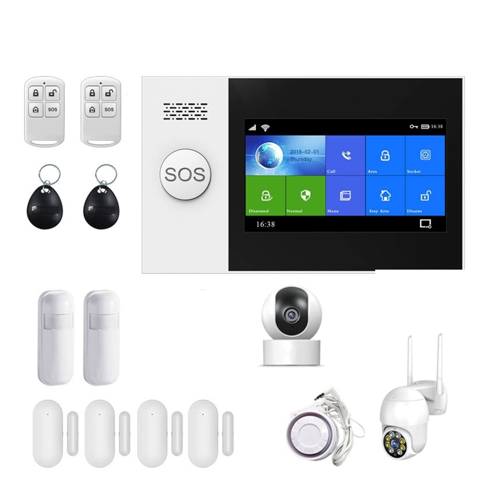 Kit de de Alarma de Seguridad PG107 Tuya, Control de aplicación con cámara IP, Detector de Movimiento de marcación automática, Alarma Inteligente for el hogar,Protección Antirrobo(L)