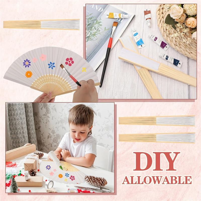 Personalisiert Gravierte Weiße Faltbare Papier Handfächer mit Geschenkbeutel & Individuelle Fächer Party Hochzeitszubehör Souvenir (60)