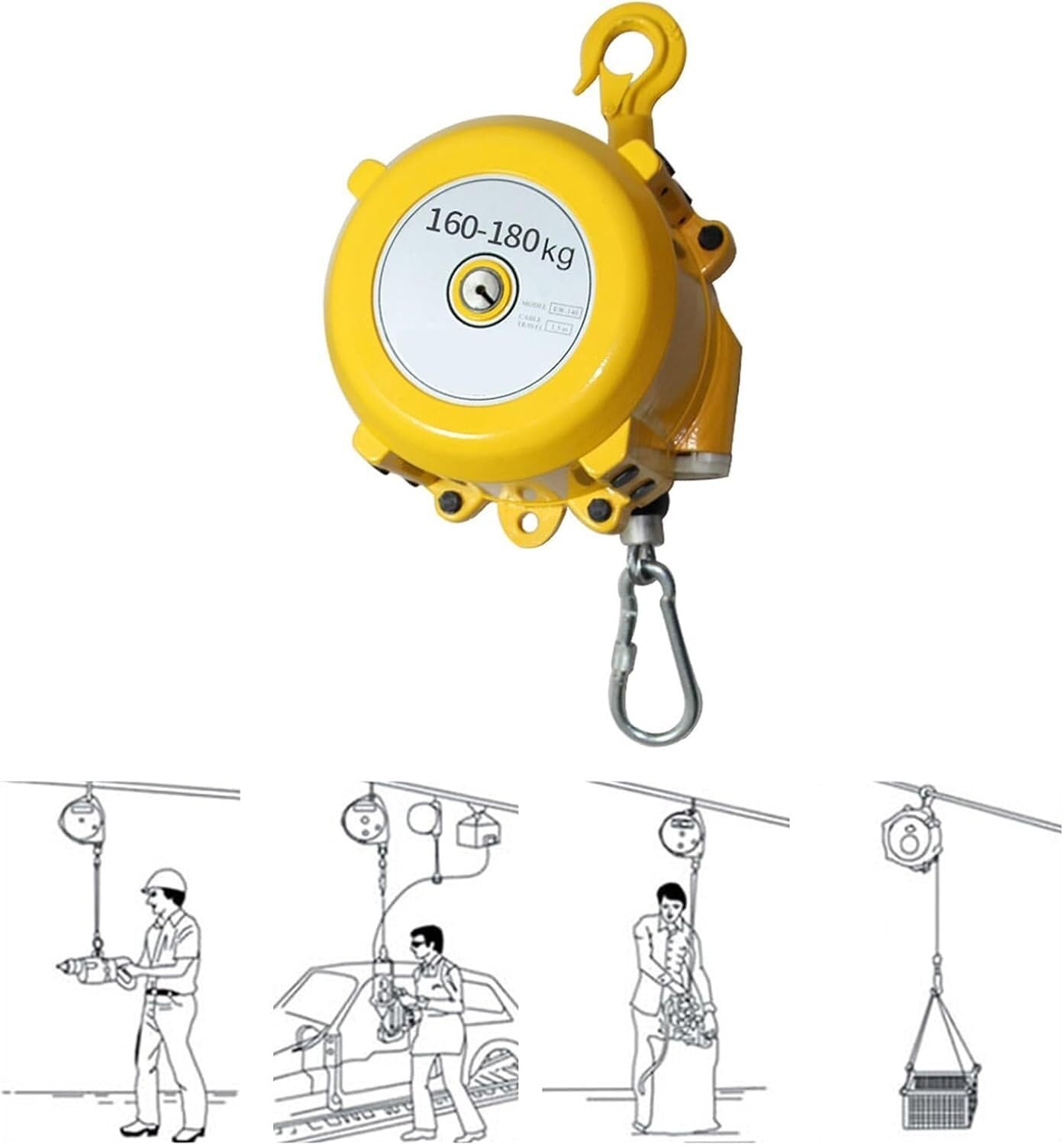 VUIKLCty Spring Balancer Tool Balancer With Wire Rope And Hook For Workshop And Automotive Equipment (Size : 160-180kg)