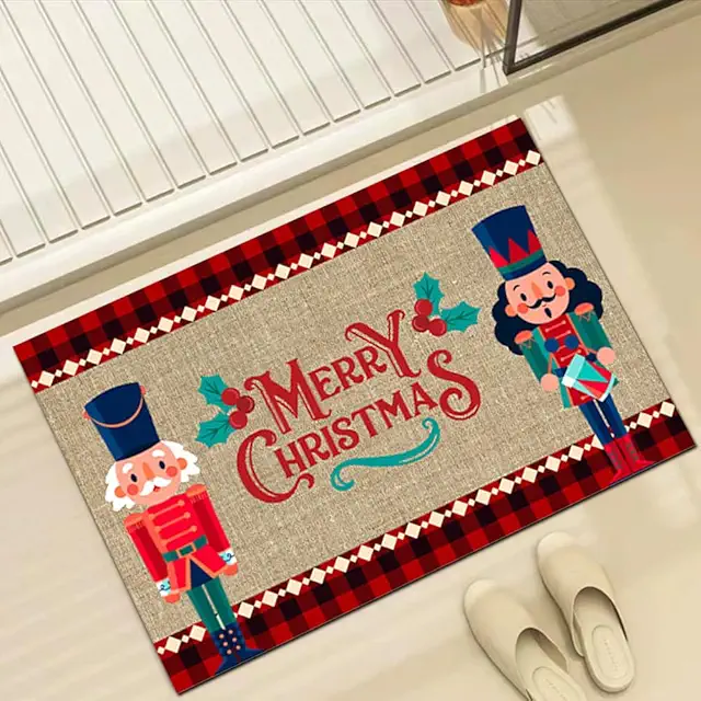 TSLBW Nutcracker Christmas Welcome Mat - Washable Non-Slip Doormat, 45x75cm