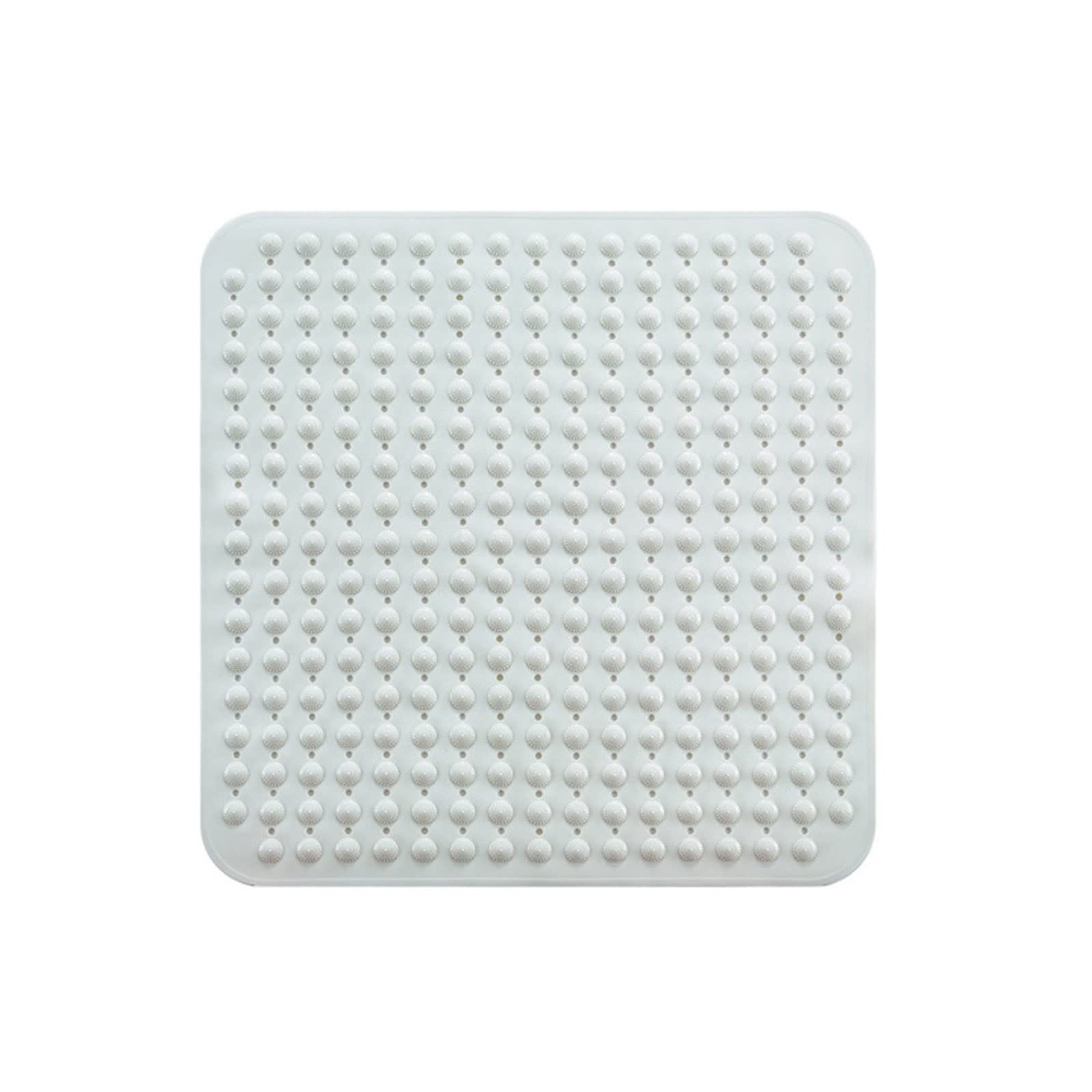 Alfombrilla de baño antideslizante de PVC para baño, redonda, de silicona, antideslizante, alfombrilla de masaje con ventosa, alfombrilla de ducha con partículas de masaje (blanco)