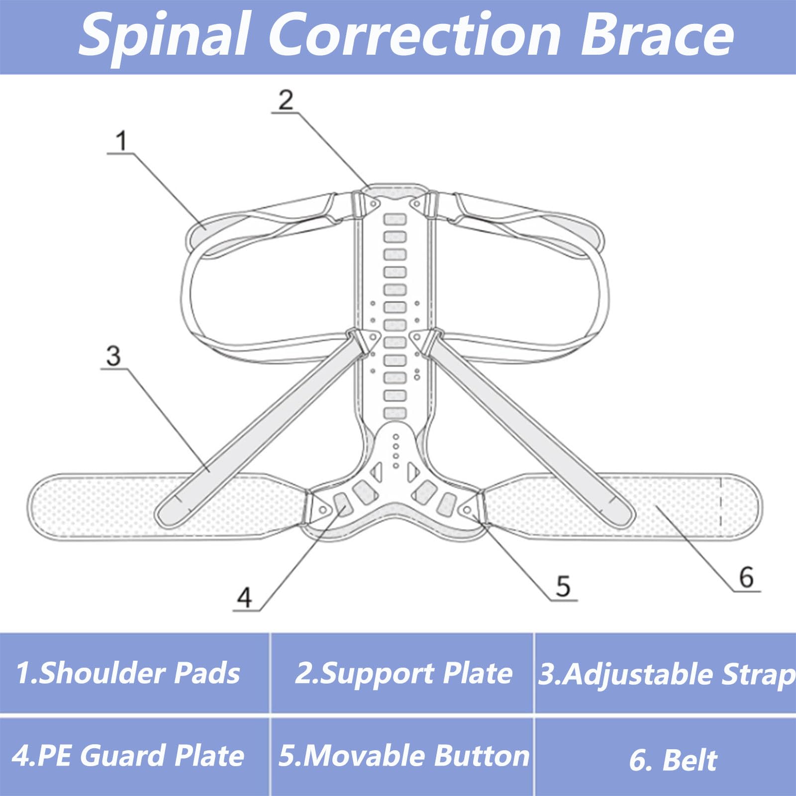 SFKLYU Orteza Postawy Back Brace, Korekcja Postawy Kręgosłupa, Mocowanie I Korekcja Postawy Kręgosłupa, Stała I Regulowana Postawa Kręgosłupa,65~80 CM
