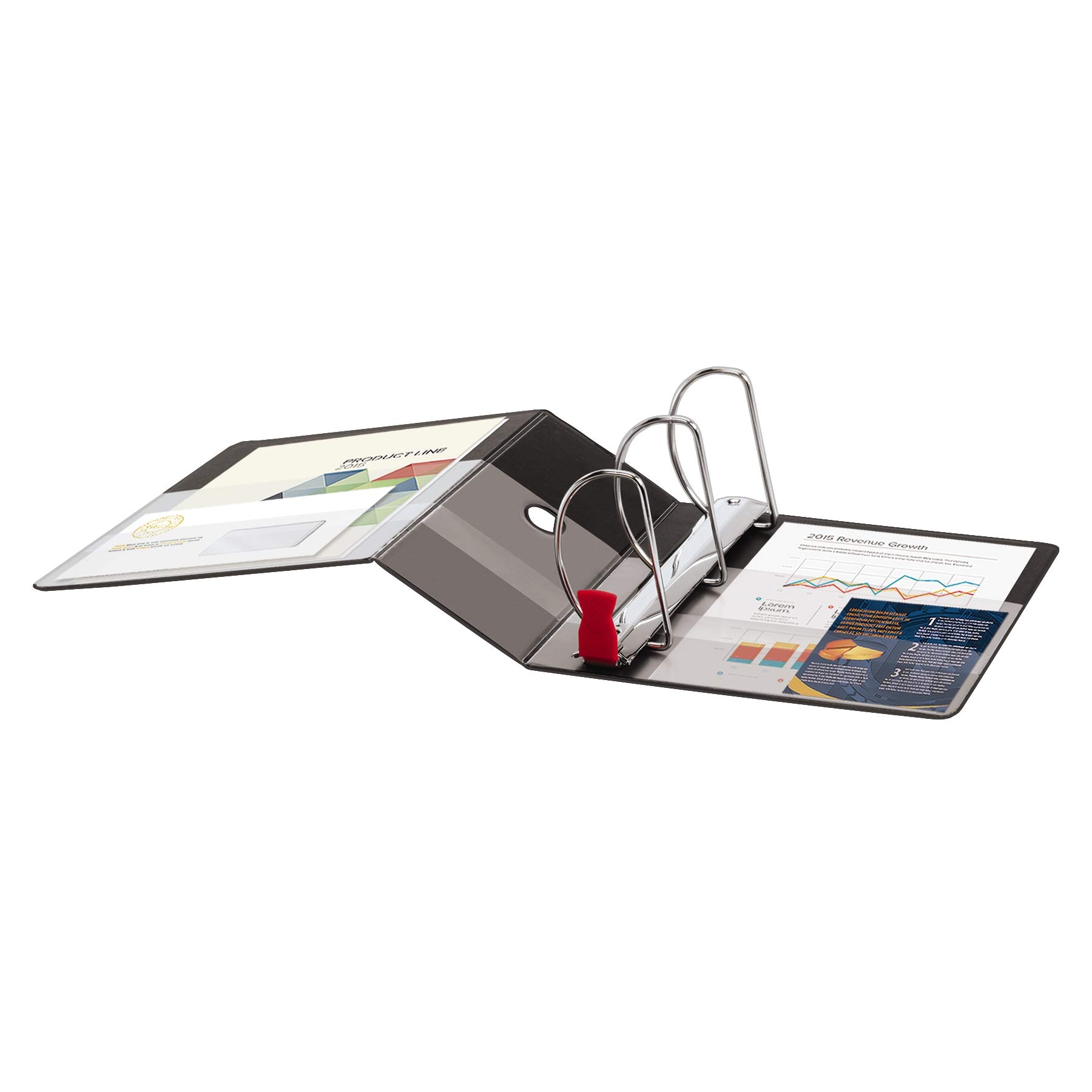 Cardinal 18762CB, raccoglitore a 3 anelli, 15,5 cm Premier Easy Open Binder, chiusura ONE-TOUCH ad anelli inclinati a D, capacità 1.050 fogli, 4 tasche, copertura senza PVC con tirante per ripiano, nero (18762CB)