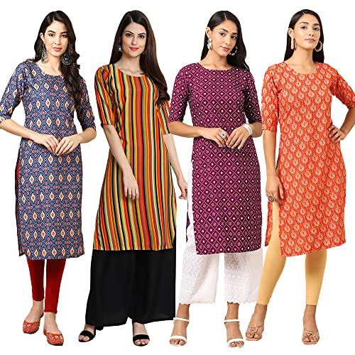 Image of Pinkmint Women's Crepe Digital Print Straight Kurta (RM-348-370-360-366)