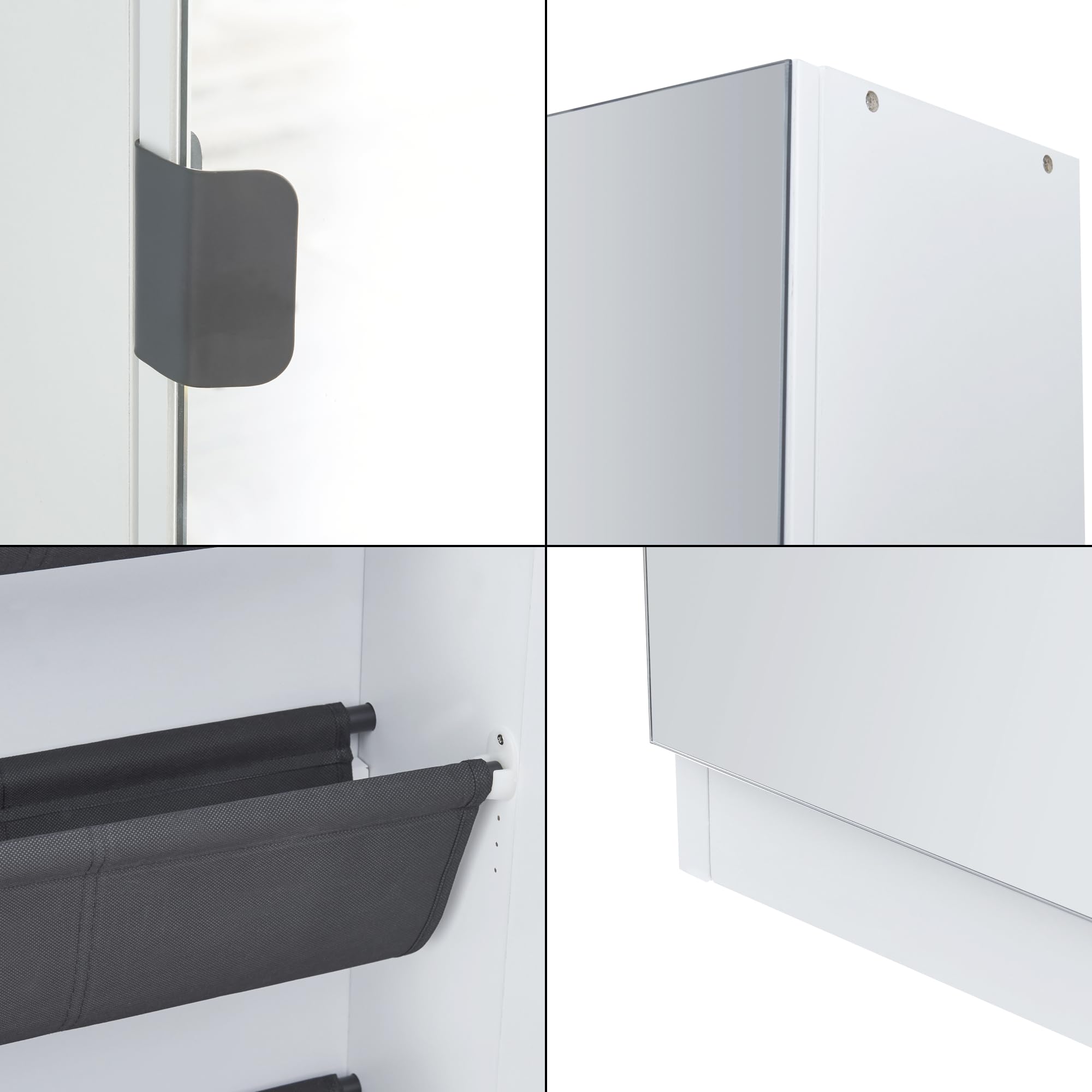[en.casa] Zapatero Meura Organizador de Calzados con 5 Bolsillos para 10 Pares Puerta con Espejo Aglomerado y Efecto Lana 160 x 48 x 20 cm - Blanco