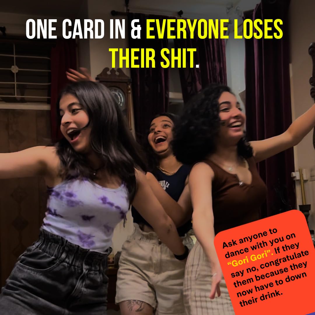 Dring The Ultimate Indian Drinking Game - India's #1 House Party Game | 55 Cards + Bell, Adult, 3-12 Players | Truth Or Dare | Crazy Drinking Card Game for Friends | Perfect for Birthdays & Bachelors! 1