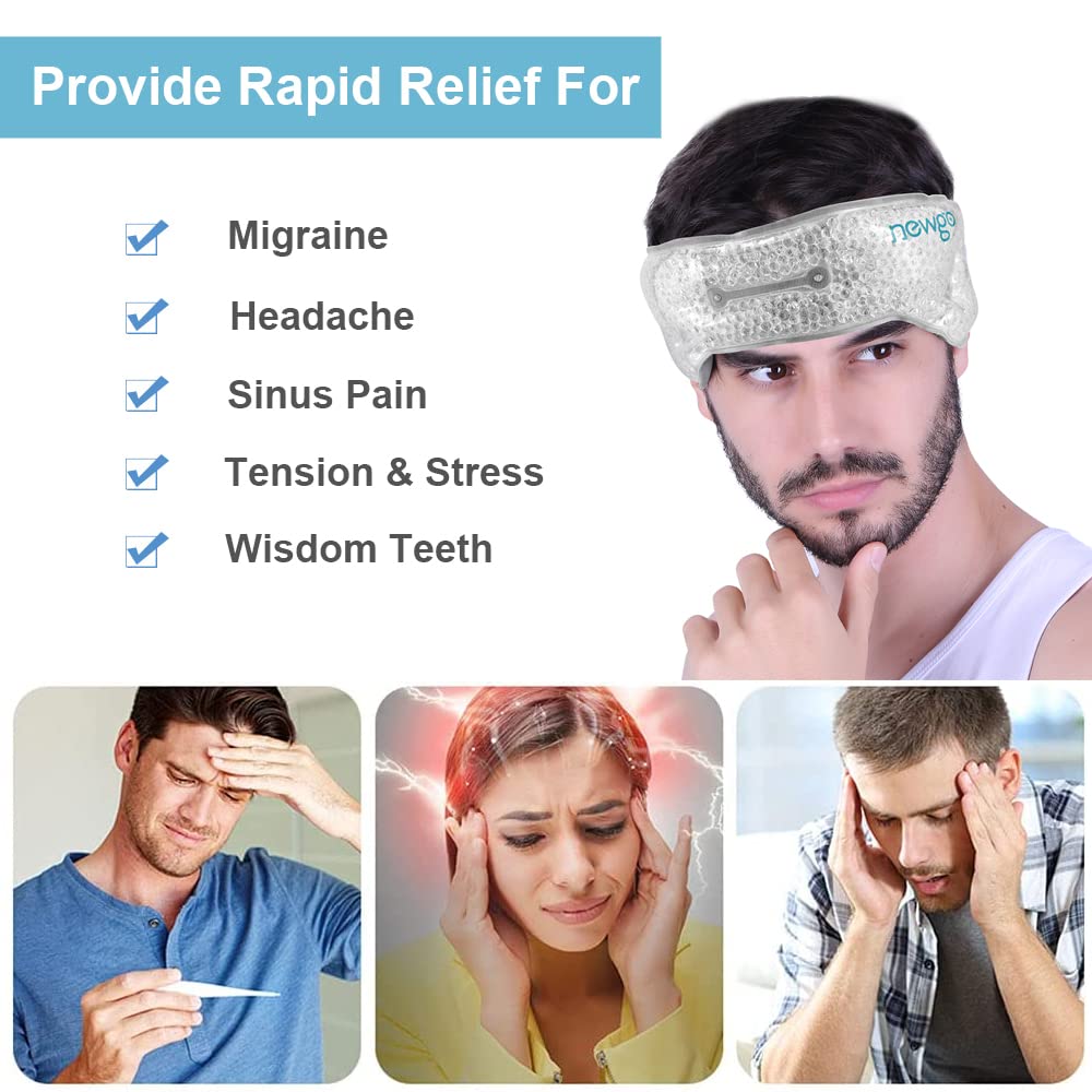 NEWGO®Head Ice Pack for Migraine Relief Reusable Hot Cold Therapy Ice