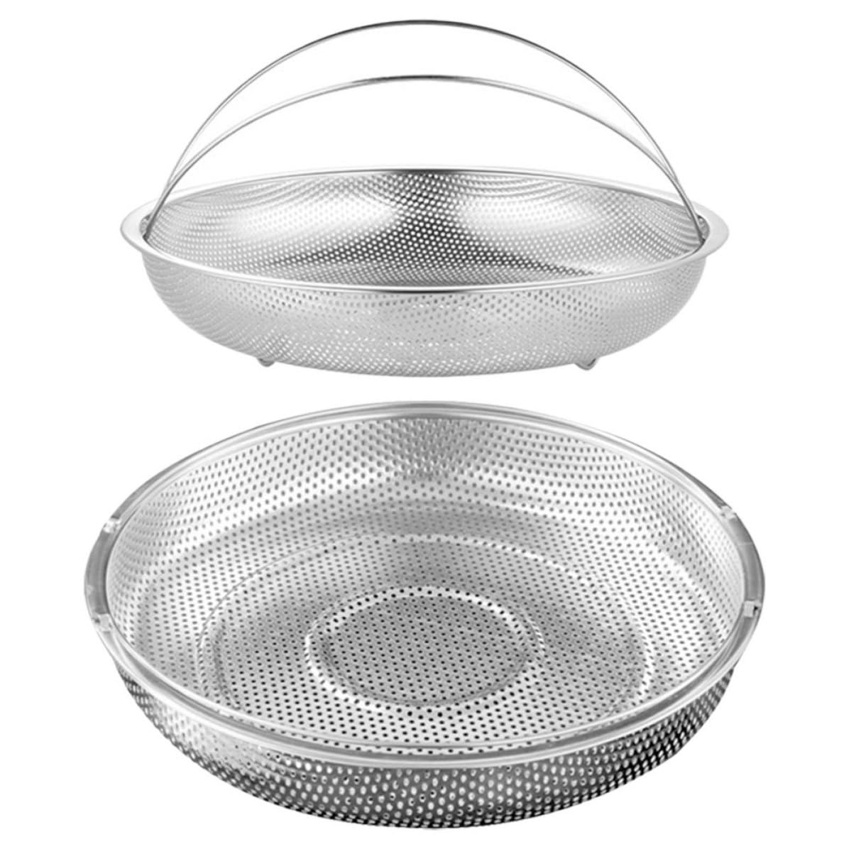 Cesta de vapor redonda de acero inoxidable, pack de 2 piezas con drenaje rápido