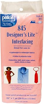Pellon White 845 Designers Lite Fusible Interfacing, 20" x 1 yd