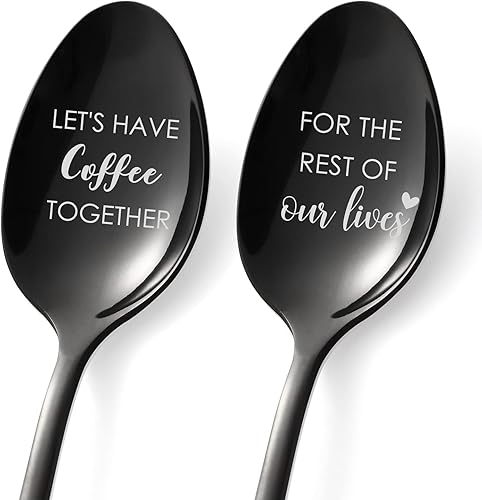 Regalos para el día de San Valentín para él y ella - Cuchara de café Lets Have Coffee Together for the Rest of Our Lives - Regalos de aniversario de