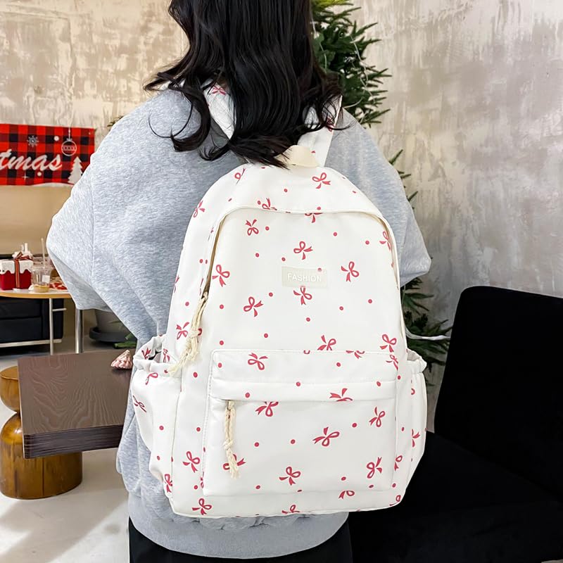 Women Backpack Floral Print Versatile Rucksack Large Capacity Bowknot Backpack Outdoor Camping Picnic Bag2