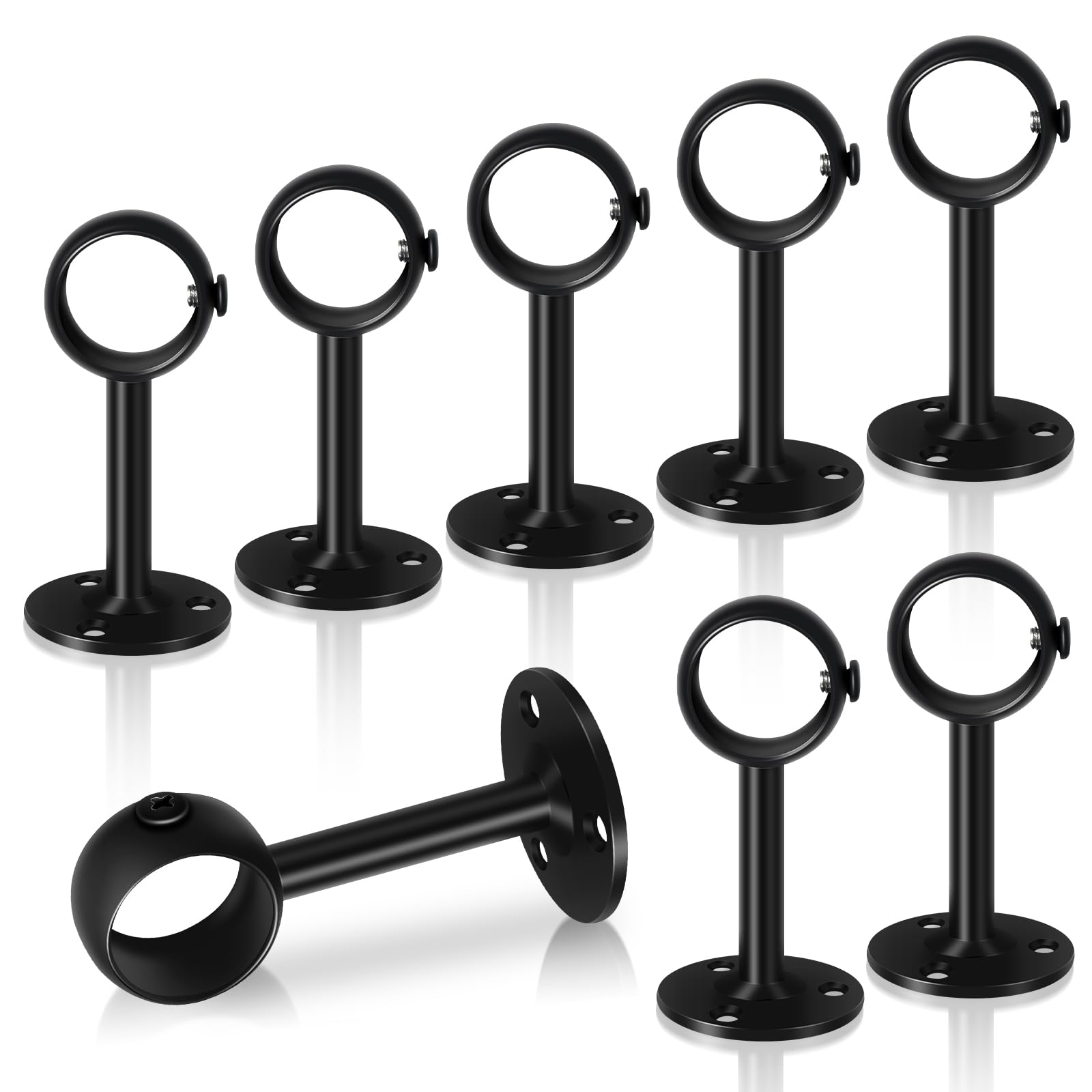 TOKPLNU Ceiling Curtain Rod Bracket, Heavy Duty Ceiling Curtain Rod Holders, Black Curtain Rods Hooks Hangers for Wall Drapery Closet Rod Brackets
