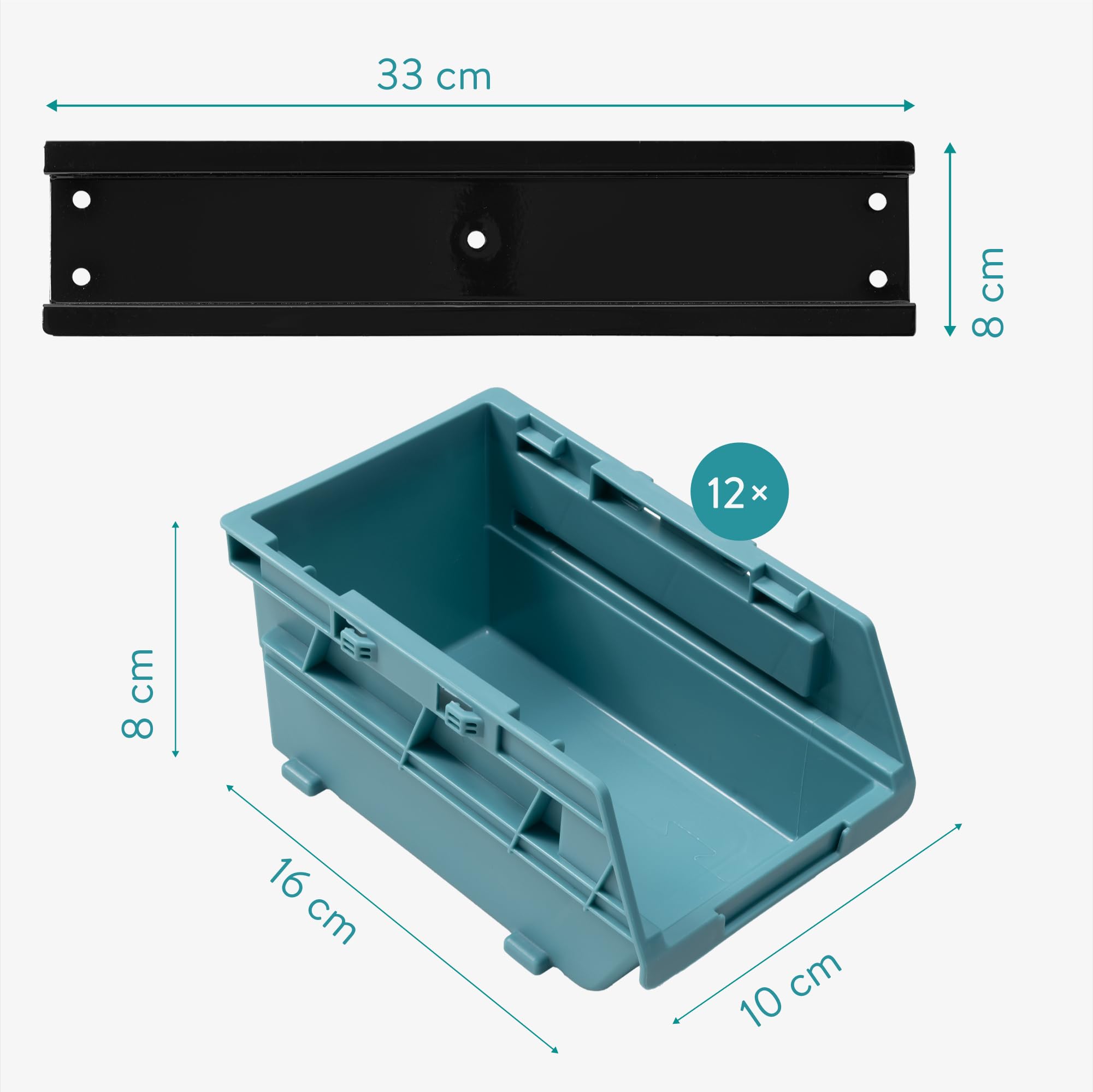 Navaris Organizador Herramientas Pared - Set 12x Gavetas de Plastico para Almacenaje Herramientas Taller Tornillos - Organizador Pared para Taller Garaje