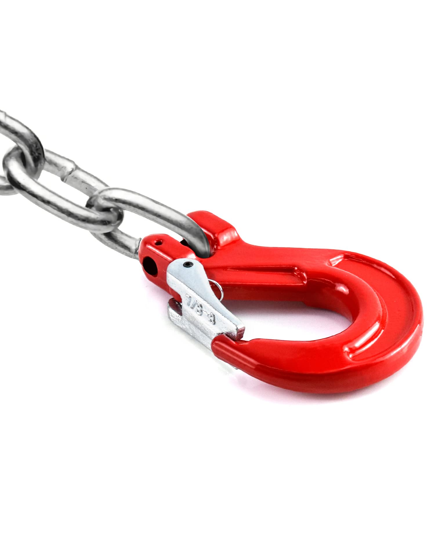 QWORK Clevis Slip Hook with Latch, 4 Pack, 3/8", 4400 lbs Load Limit, Grade 80 Drop Forged Alloy Steel