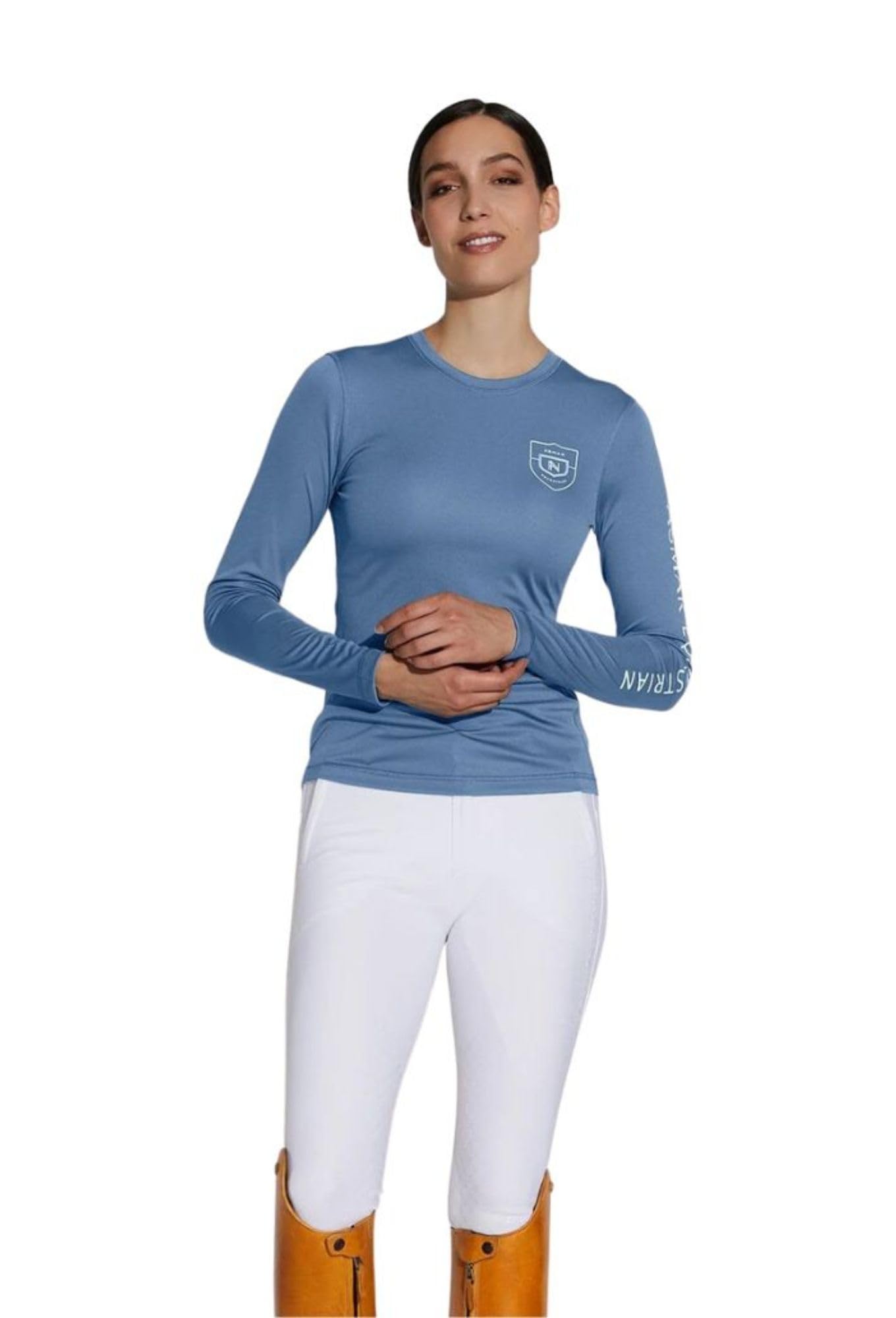 Asmar Equestrian Crew Neck Top, Sustainable Logo Tee Horse Riding Top for Women