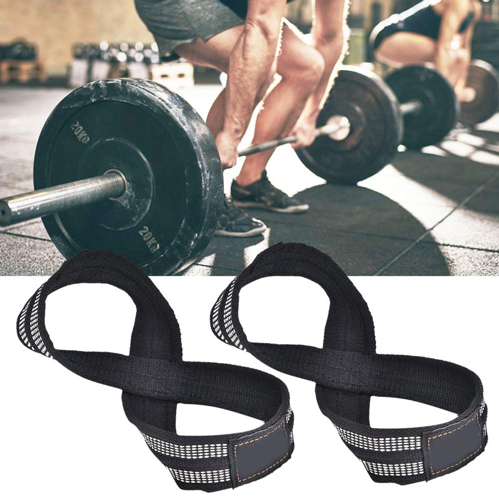 FTVOGUE 1 Pair Figure 8 Weight Lifting Straps Dead Wrist Strap for Pull-ups Powerlifting Gym Fitness Bodybuilding Equipment(S)