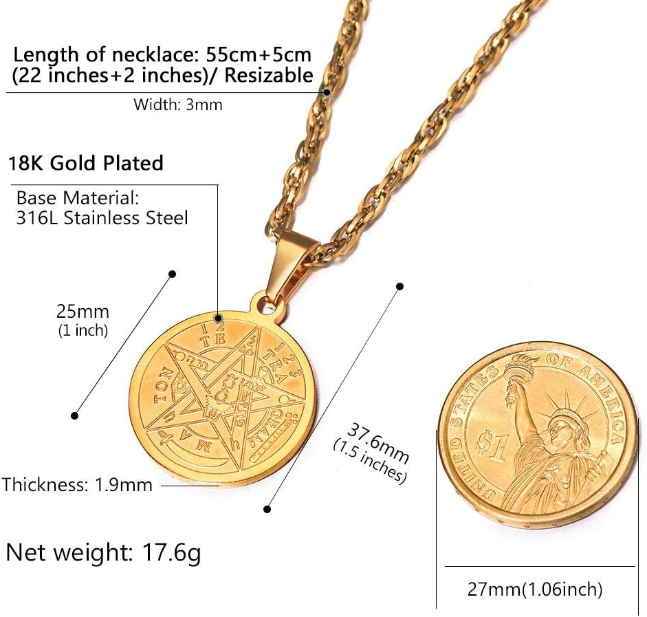 PROSTEEL Pentagram Pentacle Necklace for Men Women, Stainless Steel Tetragrammaton Amulet Satanic Jewelry, Wiccan 5 Point Star Satanism Pendant Necklace - Image 5