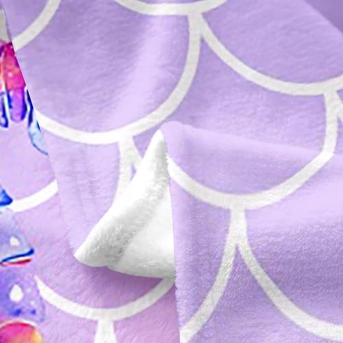 Miniatura 3 de Erosebridal Manta de cama con cola de sirena para niños, manta de franela de sirena de 50 x 60 pulgadas, manta de dibujos animados de sirenita para