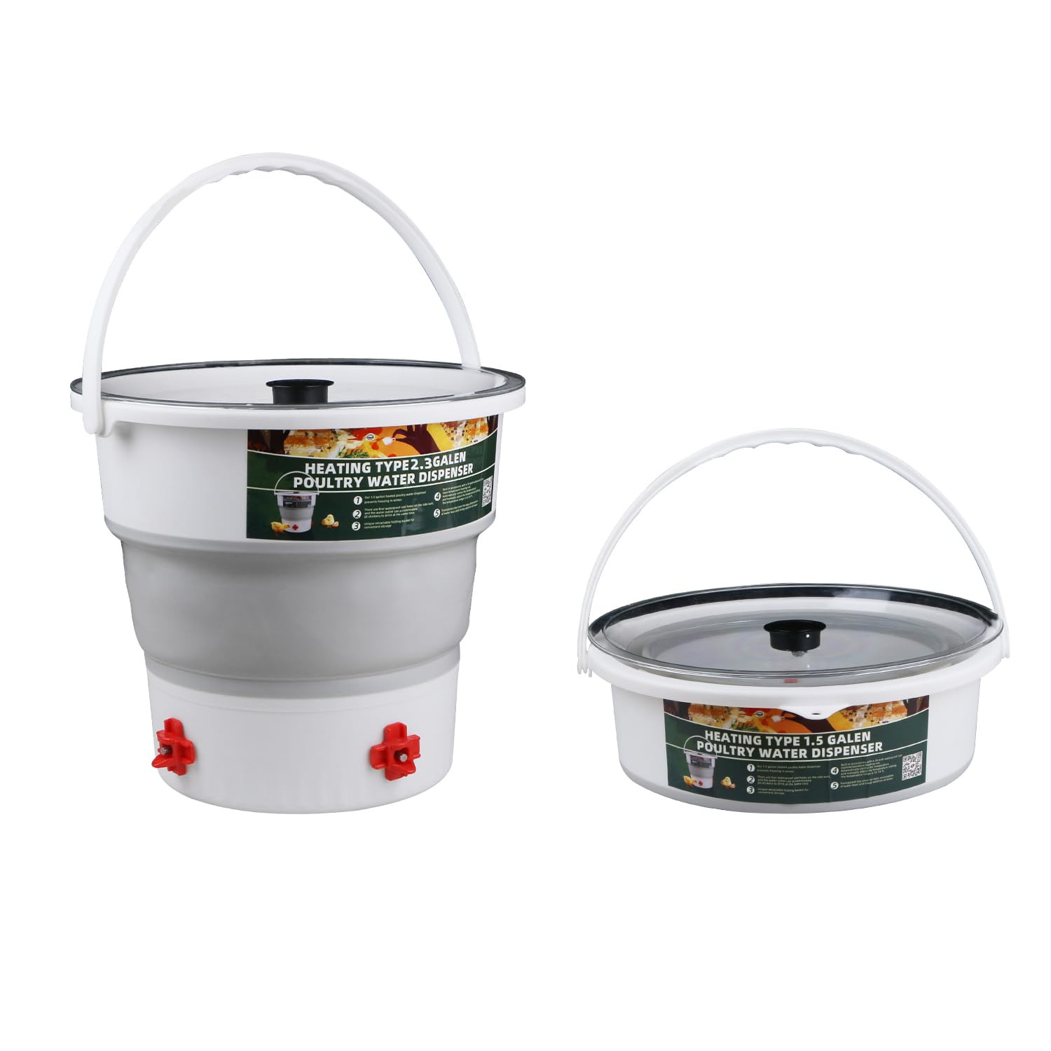 Akso Aoyupe Foldable 2.3 Gallon Chicken Water Bucket, Hanging Type, Suitable for Chickens, Pigeons, Quails, and Other Large Animals 1Pcs.