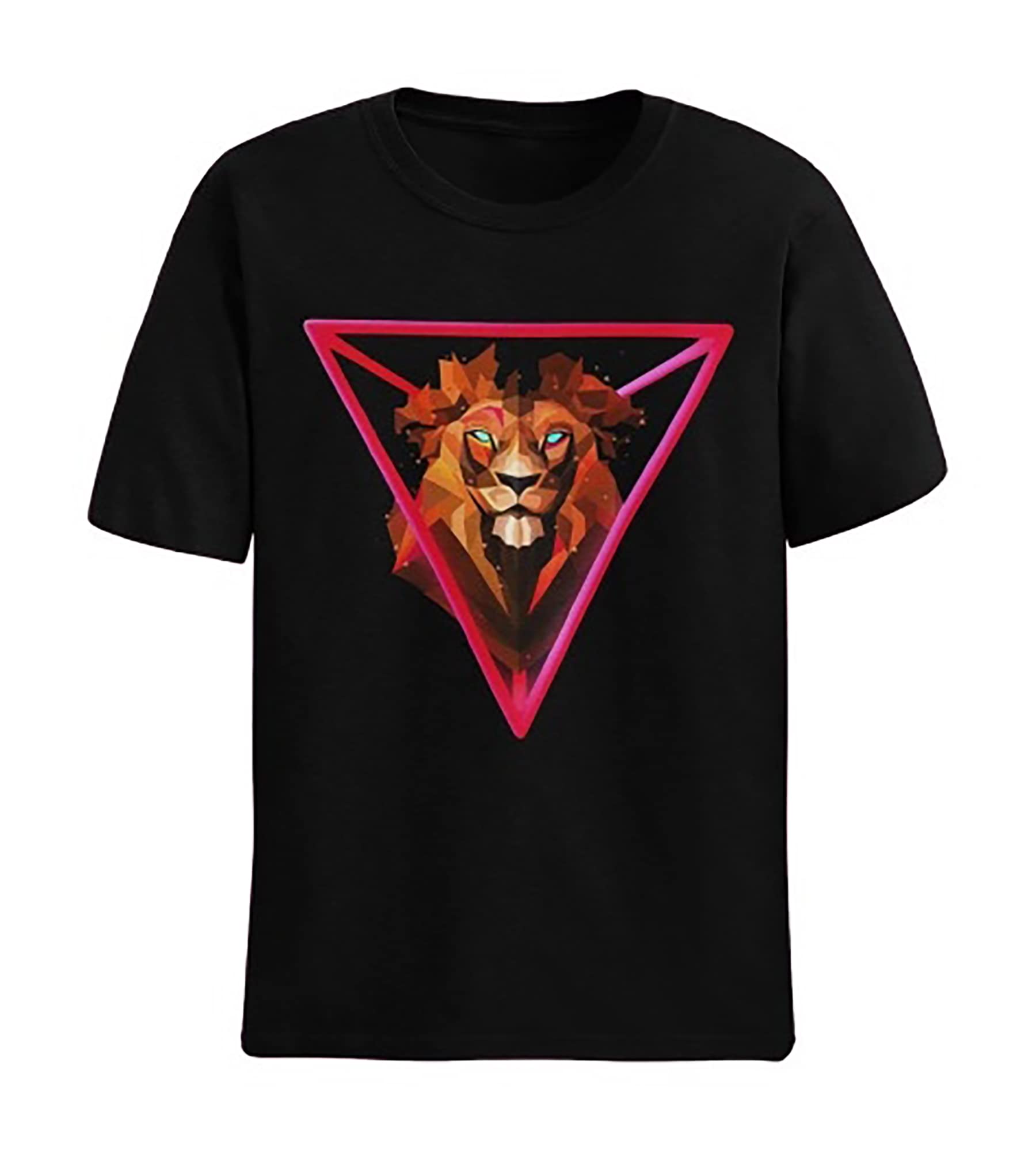 GenericCave of Cloths Cotton Neon Lion Graphic Printed Half Sleeve T Shirt for Men