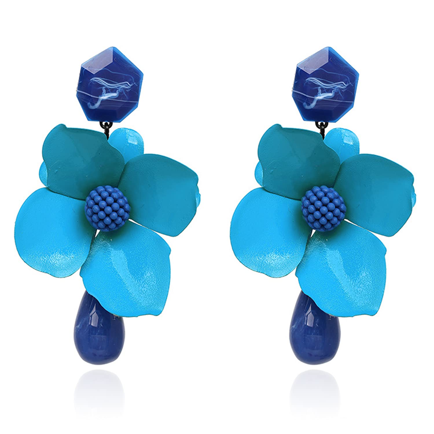 T-ztoss Retro Teardrop Big Flower Dangle Earrings Boho Layered Floral Petal Drop Earrings Statement fashion Earring for Women