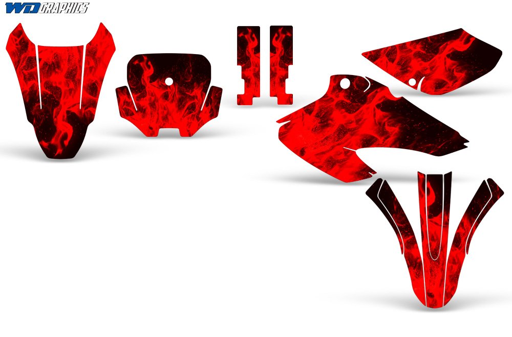 Wholesale Decals MX Dirt Bike Graphics kit Sticker Decal Compatible with Honda XR80/XR100 2001-2003 - Flames Red
