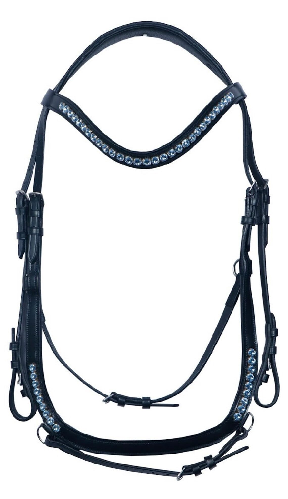 Briglia inglese anatomica imbottita in pelle con redini abbinate Frontalino in cristallo Corona imbottita e capezzina Pony in pannocchia fatto a mano ST-LB-006 (Cob)