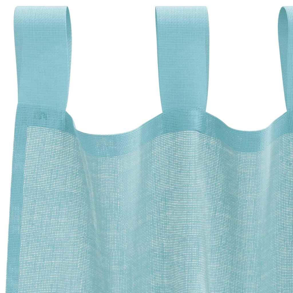 Voile Vorhänge mit Schlaufen 2 Stück Türkis 140x175 cm, lichtdurchlässiger Sichtschutz, Gardine für Wohnzimmer Schlafzimmer Küche, pflegeleichter Stoff, kombinierbar mit Gardinenstangen
