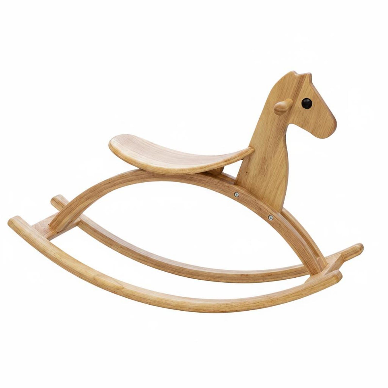 Colcolo Cavallo a Dondolo per Bambini Cavallo Dondolo Giocattolo Sedia in Legno di Gomma con Finitura Ad Acqua Struttura Triangolare Che Evita Ribaltamenti, Curvo Naturale