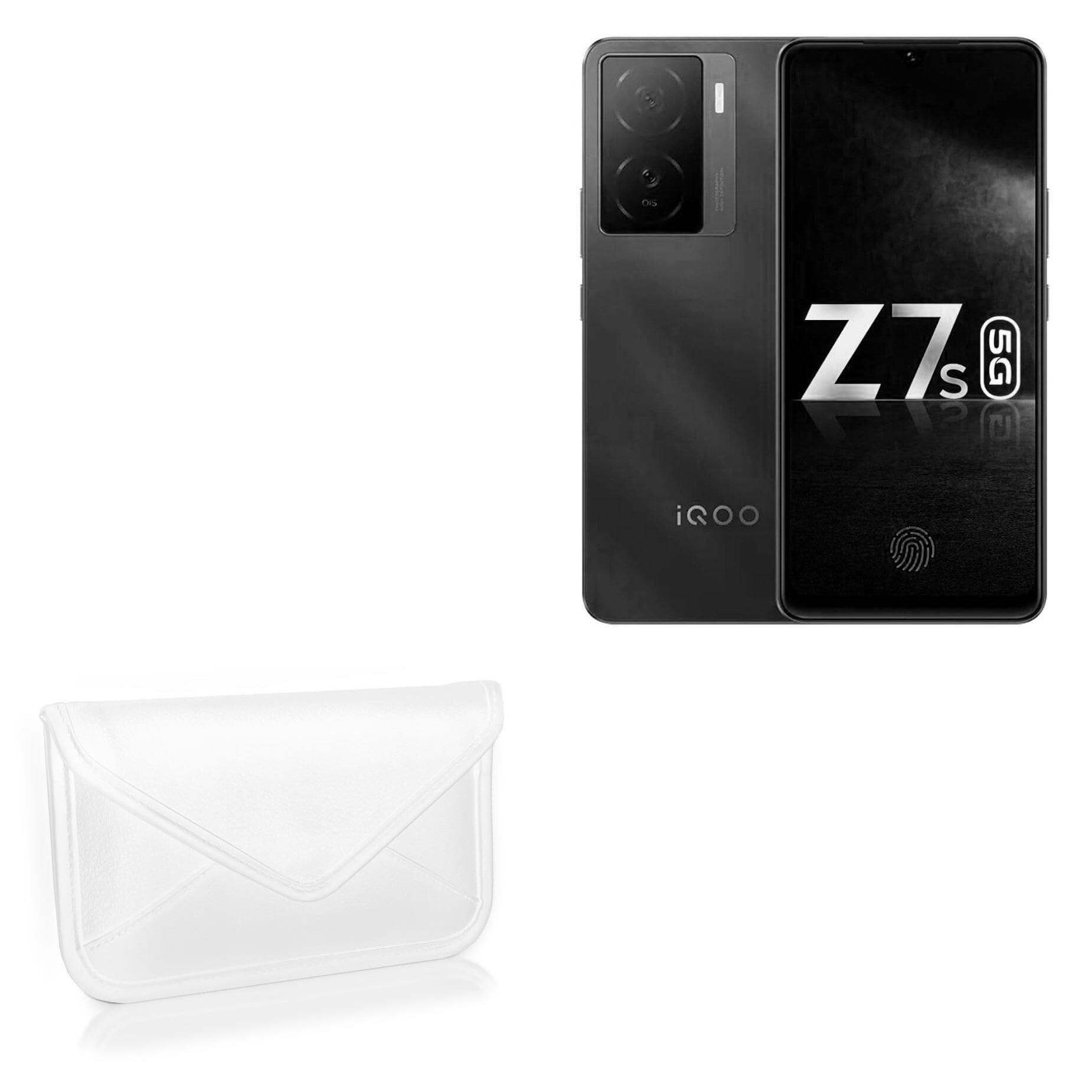 BoxWave Case Compatible with iQOO Z7s - Elite Leather Messenger Pouch, Synthetic Leather Cover Case Envelope Design - Ivory White