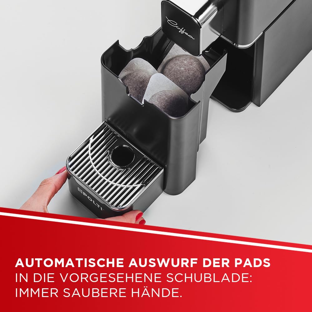 POLTI Coffea S15B – Espresso Maschine, kompatibel mit E.S.E. Pads 44 mm, 0,85 L Wassertank, 19 Bar Pumpendruck, Schwarz