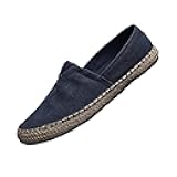 Men's Canvas Slip On Espadrille Loafer,Simple Leisure Walking Sneakers Moccasins Boat Shoes Comfortable Breathable Flats Driving Shoes