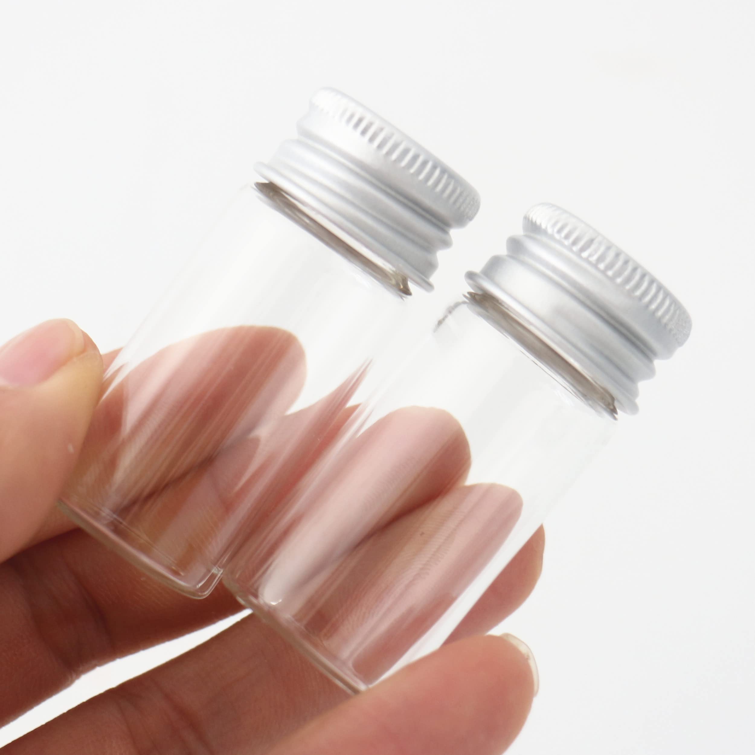 SYLALE 100 unids/Lote 13 * 22 * 50mm 10ml Botella de Vidrio pequeña frascos de Vidrio tapón de Rosca Plateado Tubo de ensayo Viales de almacenamientobotellas Decorativas