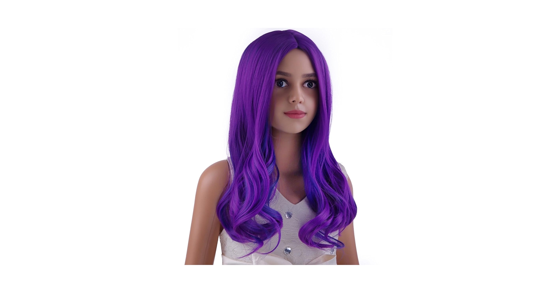 Purple Wig Mixed Blue Long Curly For Kids Girls Purple Hair Wig Funny
