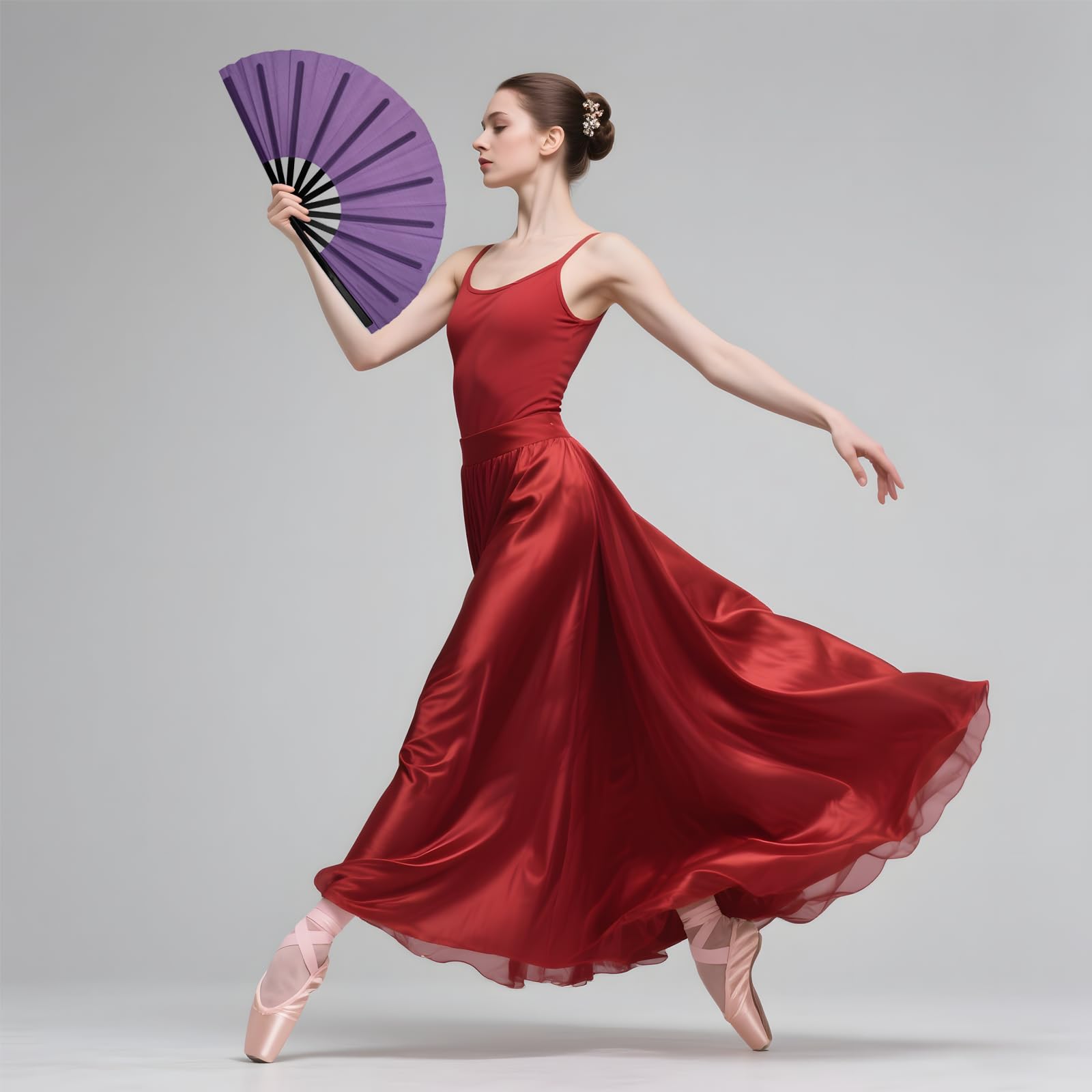 QIRMIZI Großer faltbarer Hand-Rave-Ventilator, für chinesische Kung Fu, Tai Chi, Tanz, Musikfestivals, Karneval, Hochzeiten, EDM-Events, Partys und Dekorationen, Lila, 10 Stück